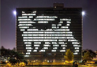 building with illuminated windows