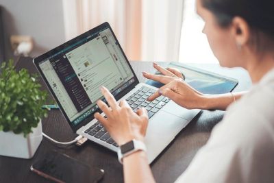 teleworker with computer