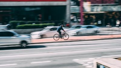 cyclist in city street