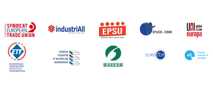 Logos of the 10 trade union organisations that sent the letter