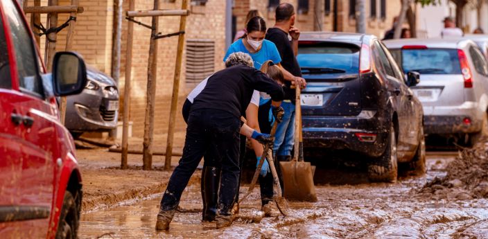 Scène à Valence lors des inondations d'octobre 2024
