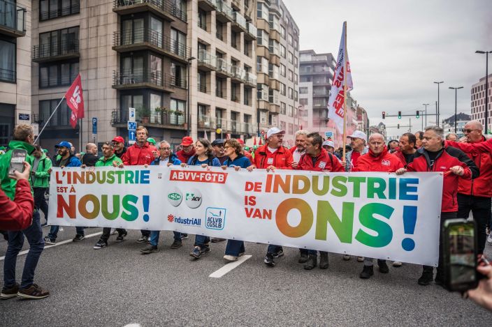 Manifestation syndicale "L'industrie est à nous" organisée par industriAll Europe et ses affiliés belges à Bruxelles