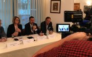 ETUC General Secretary Luca Visentini speaks at the press conference in Zagreb