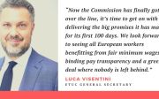 Luca Visentini quote on the new European Commission 