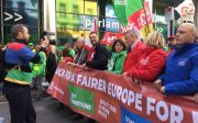 ETUC demonstrating for a fairer Europe for workers 