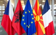 Albania and North Macedonia flags